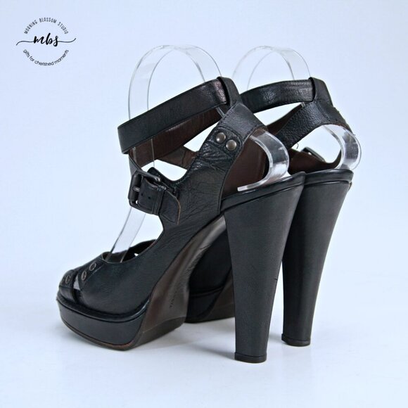 Bottega Vanetta Platform Open Toe Wrap Ankle Strap Sandals Black Women 9 - Picture 5 of 14